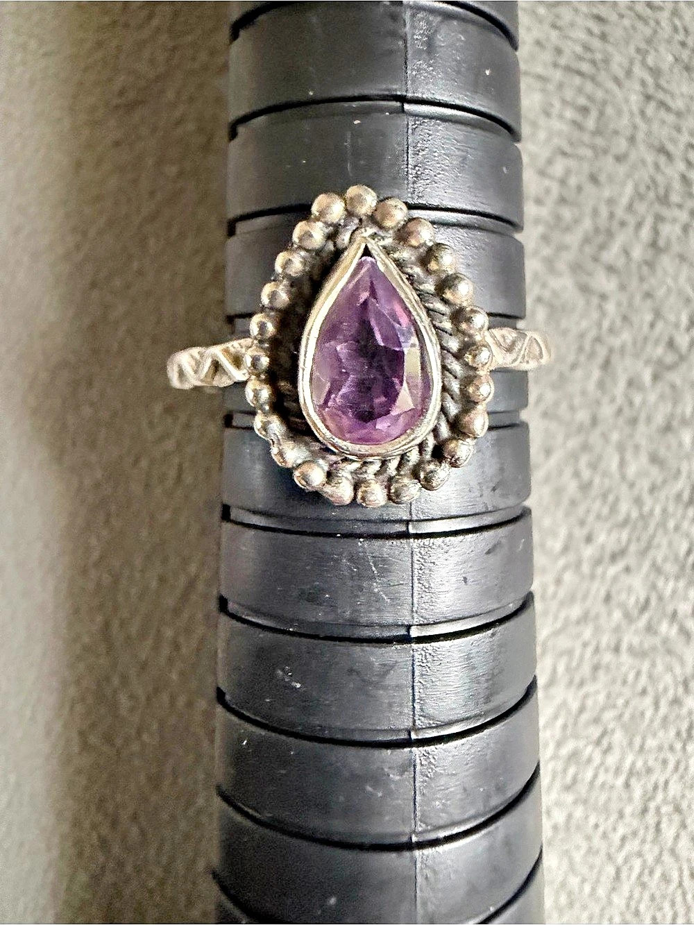 Purple Amethyst-Style Sterling Silver Ring Size 8 Like New